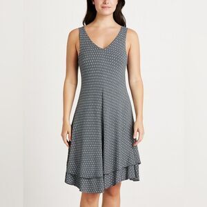 Cherishh Made in Italy Blue Polka Dot Cotton Layered Hem Dress V Neck Size M